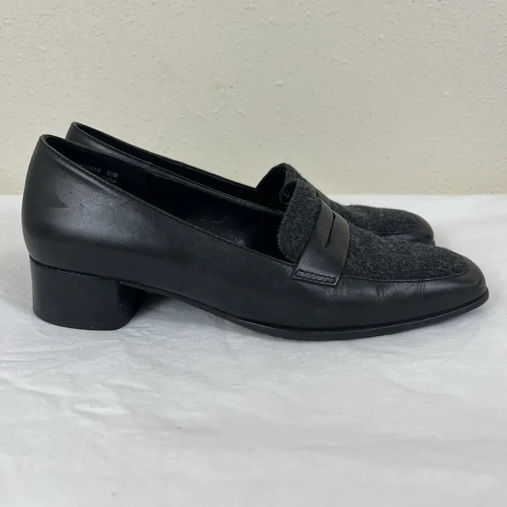 Rockport Leather Square Toe Loafer Womens 8.5 Black